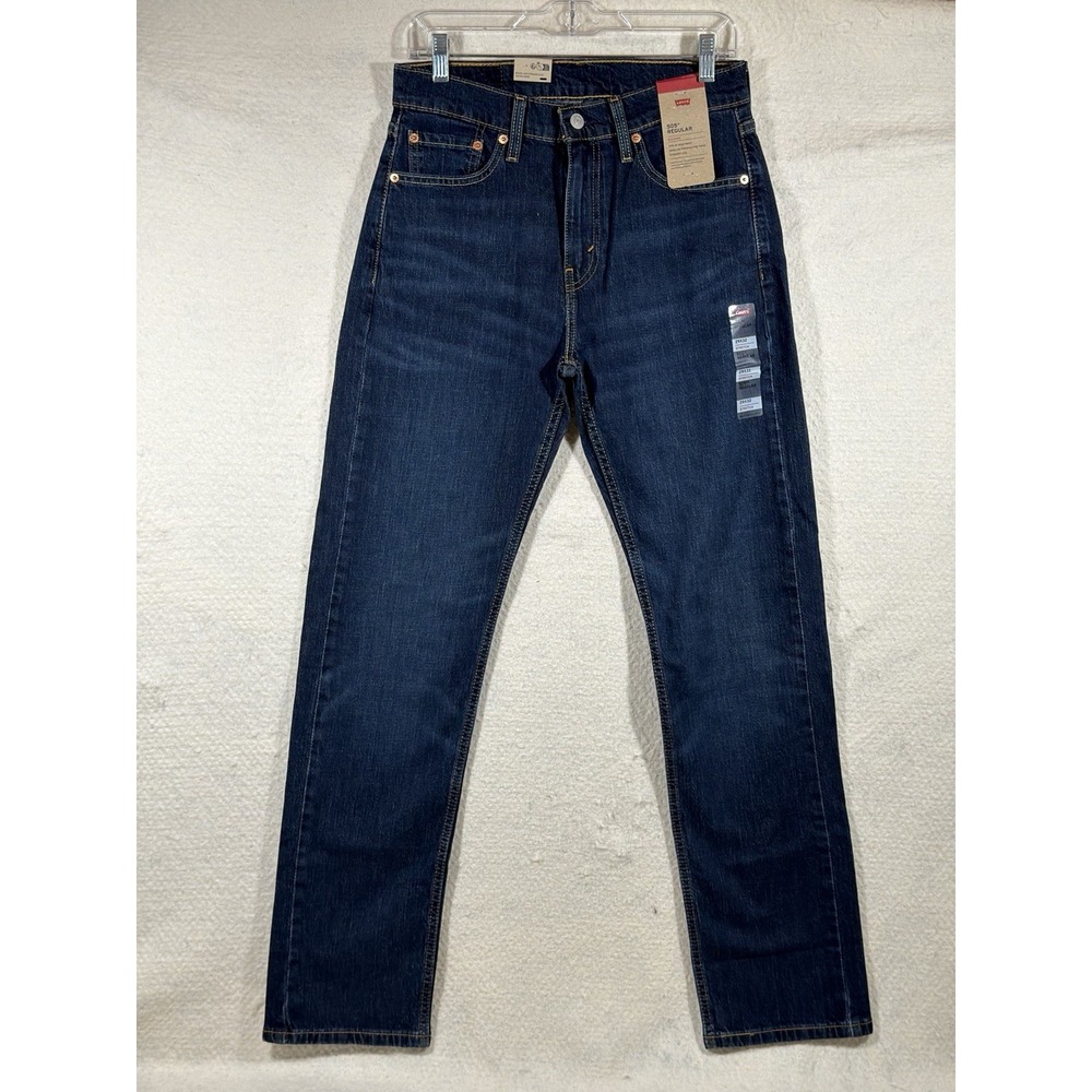 Levis 505 Regular Mens Jeans 29x32 Dark Wash Stretch Classic Workwear NWT